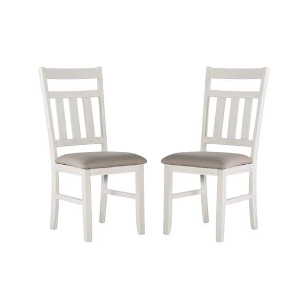 Linon Home Decor Krause Smokey White Fabric Seat Dining Side Chair Set of 2