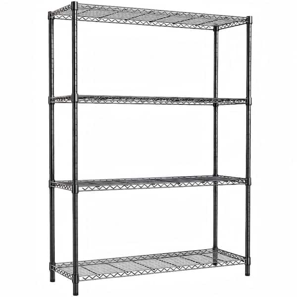 Metal Wire 4-Shelf Freestanding Adjustable Shelving Unit in Black (45.3 in. W x 59.1 in. H x 15.7 in. D)