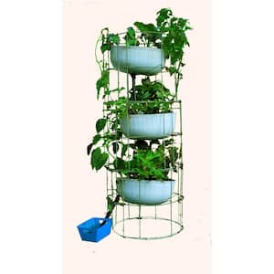 Grow Anything Anywhere Tower 12 in. x 55 in. Antique Green Steel Mesh Planter