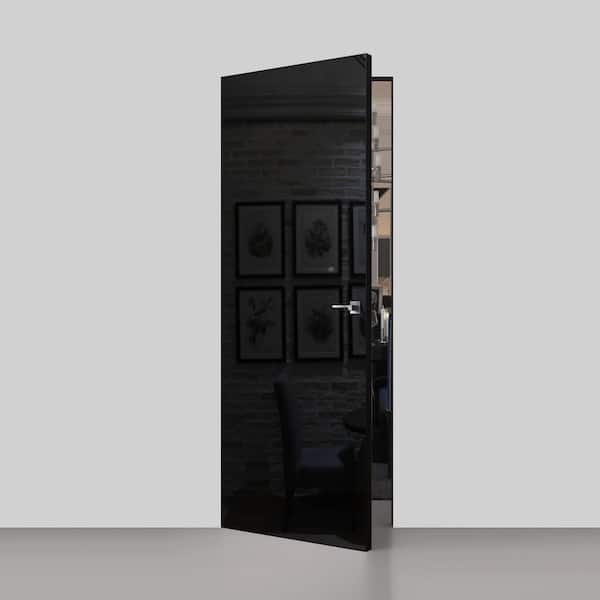 Sartodoors 28 in. x 96 in. Unassembled Right-Hand/Outswing Wood Black Color Flush Mount Hidden Door with Black Hinge Finish