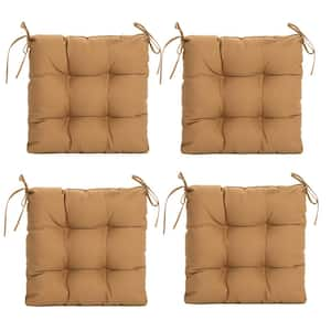 Outdoor Seat Cushions, Set of 4, Patio Seat Chair Cushions 19"x19"x4" with Ties, for Outdoor Dinning chair, Light Brown