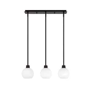Albany 60-Watt 3 Light Espresso, Linear Pendant Light with White Marble Glass Shades and No Bulbs Included