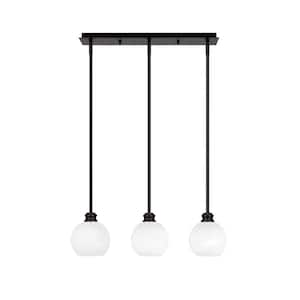 Albany 60-Watt 3-Light Espresso Linear Pendant Light with White Marble Glass Shades and No Bulbs Included