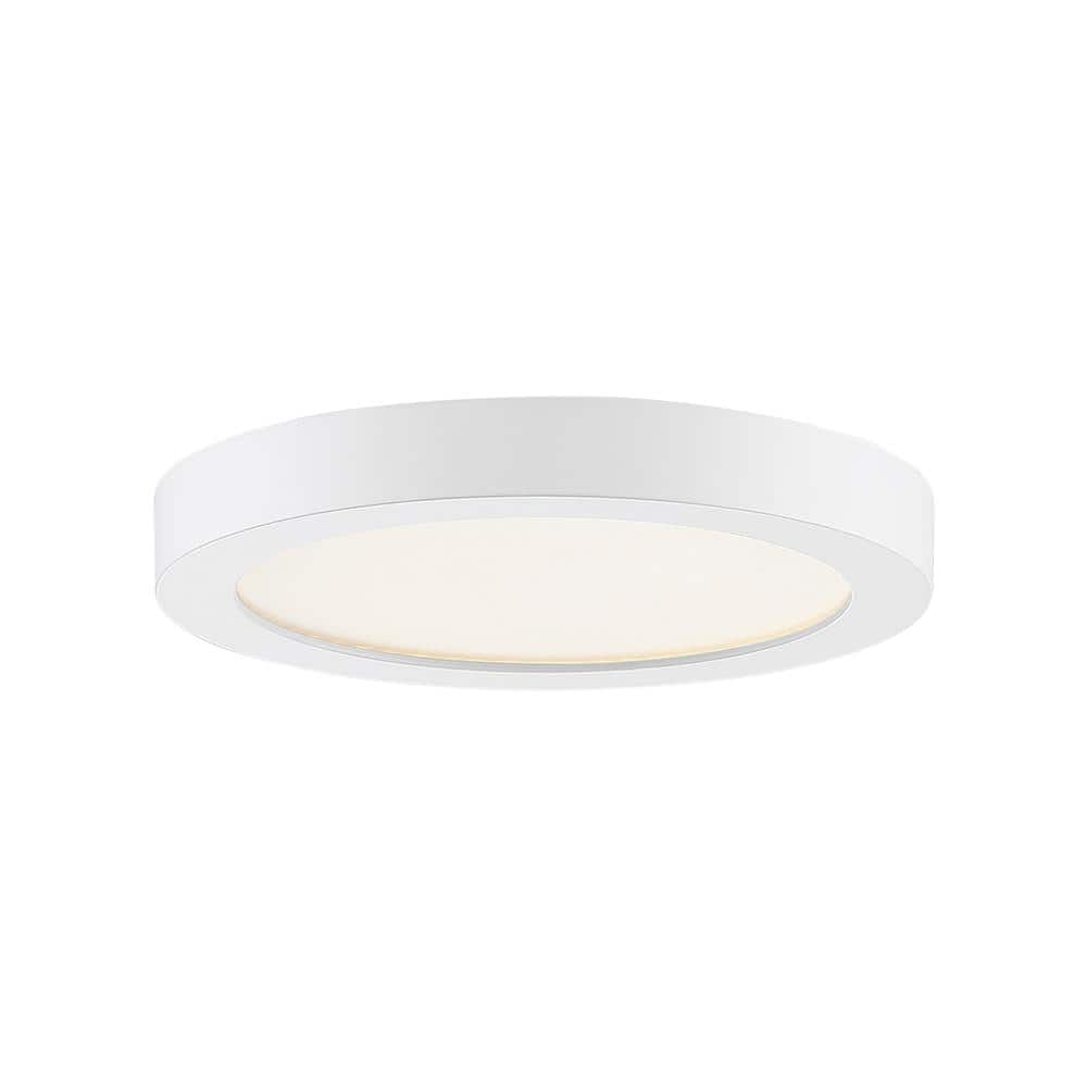 White Glass LED Flush Mount Ceiling Light with Brushed Nickel