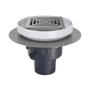 6 in. Square Featuring Stainless Steel Strainer and PVC Body with 4 in. Solvent Weld Connection Floor Drain