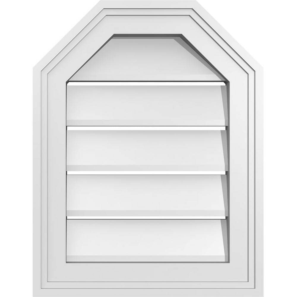 14 in. x 18 in. Octagonal Top Surface Mount PVC Gable Vent: Functional with Brickmould Frame price history on PriceWatchPro