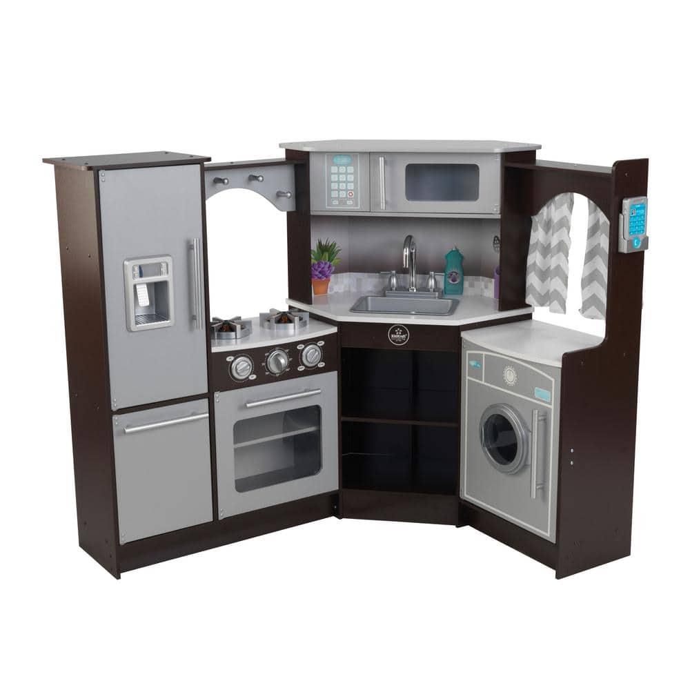 KidKraft Ultimate Espresso Corner Play Kitchen 53365 - The Home Depot