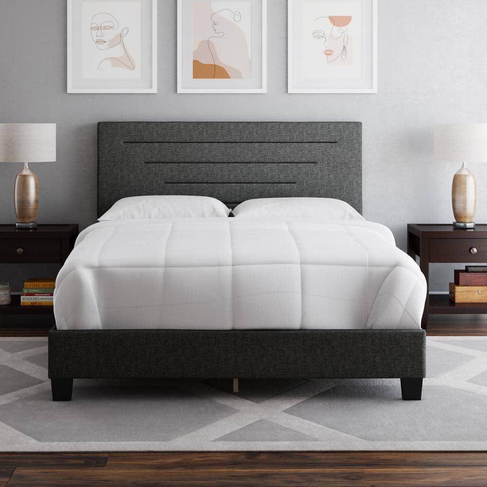 Cordoba Queen Upholstered Linen Bed Frame with Headboard
