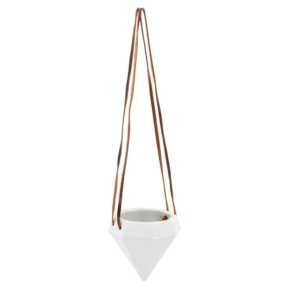 Diamond 4-1/2 in. x 4-1/2 in. Gloss White Ceramic Hanging Planter