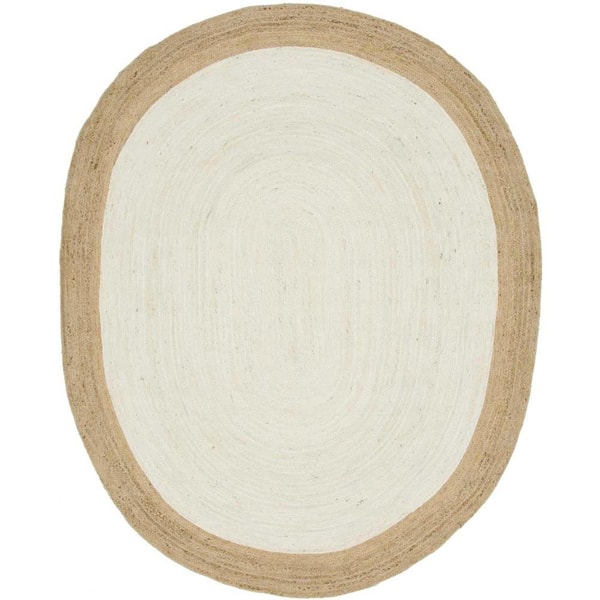 Unique Loom Braided Jute Goa White 8' 0 x 10' 0 Area Rug