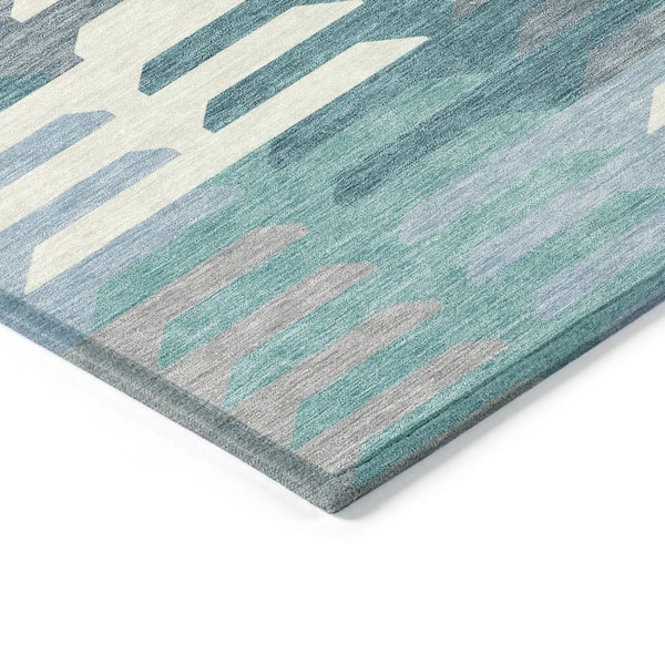 Chantille Machine Washable Indoor/Outdoor Abstract ACN2328 Teal 2 ft. x 3 ft. Accent Rug