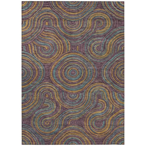 Chantille Machine Washable Indoor/Outdoor Abstract ACN3032 Plum 10 ft. x 14 ft. Area Rug
