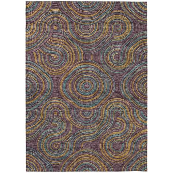 Chantille Machine Washable Indoor/Outdoor Abstract ACN3032 Plum 8 ft. x 10 ft. Area Rug