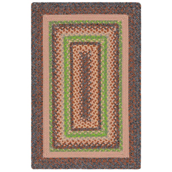 Braided Brown/Green 3 ft. x 5 ft. Machine Washable Multi Striped Area Rug