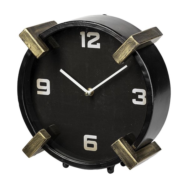 Mercana Agar Black Metal Round Table Clock
