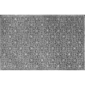 Aqua Shield Stained Glass Medium Gray 35 in. x 59 in. PET Polyester Door Mat