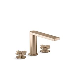 Composed 2-Handle Deck-Mount Bath Faucet with Cross Handles in Vibrant Brushed Bronze
