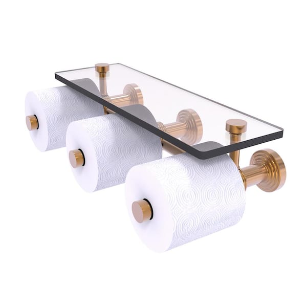 Allied Brass Waverly Place Collection Wall Mounted Toilet Paper Holder in Brushed Bronze with Glass Shelf