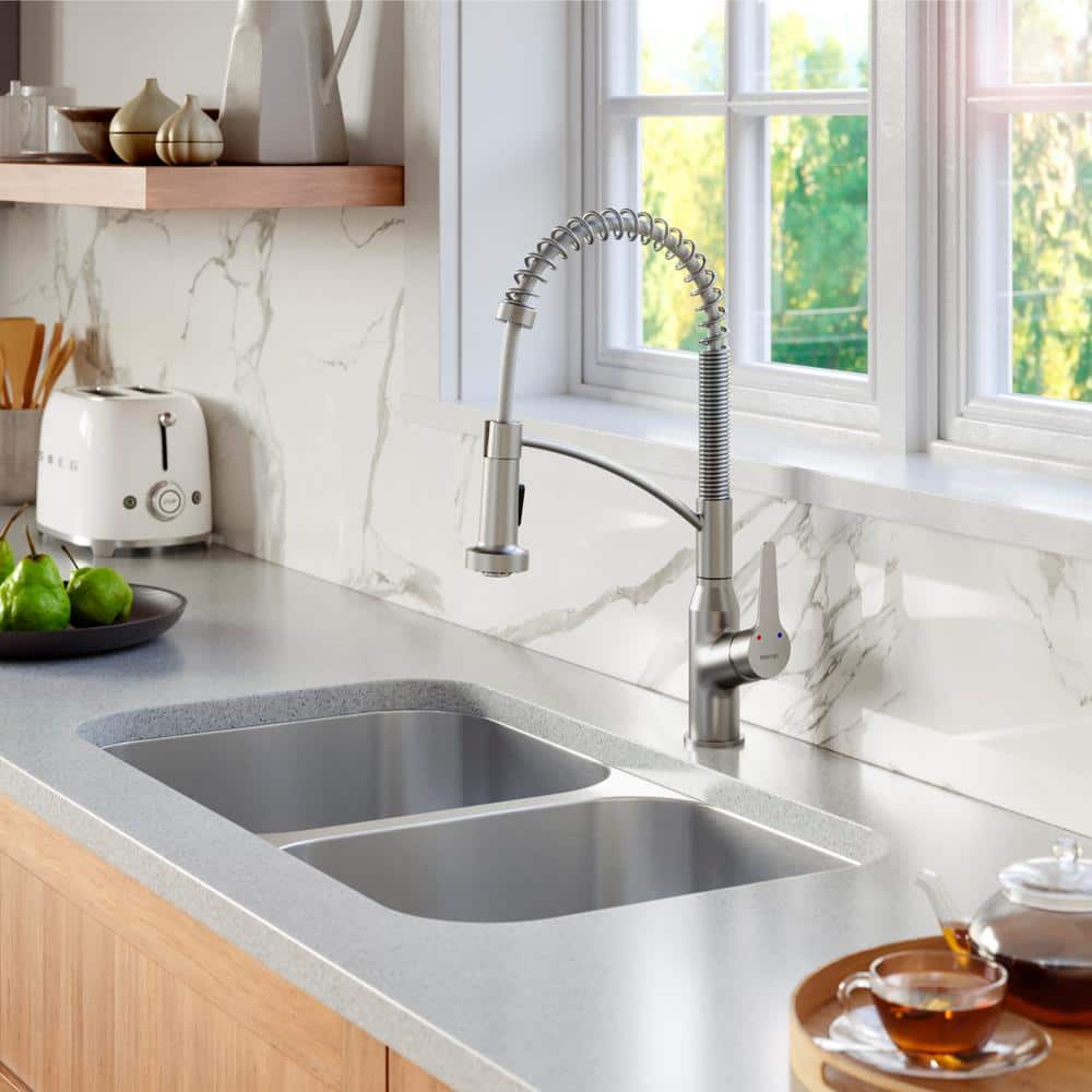 Karran 32'' Stainless Steel Double Bowl Undermount Kitchen Sink Kit
