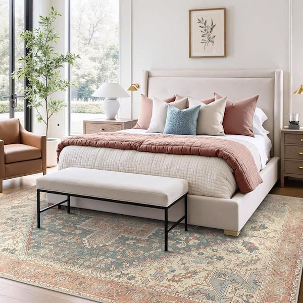 Azira Medallion Red/Beige 6 ft. x 9 ft. Living Room/Bedroom/Dining Room Area Rug