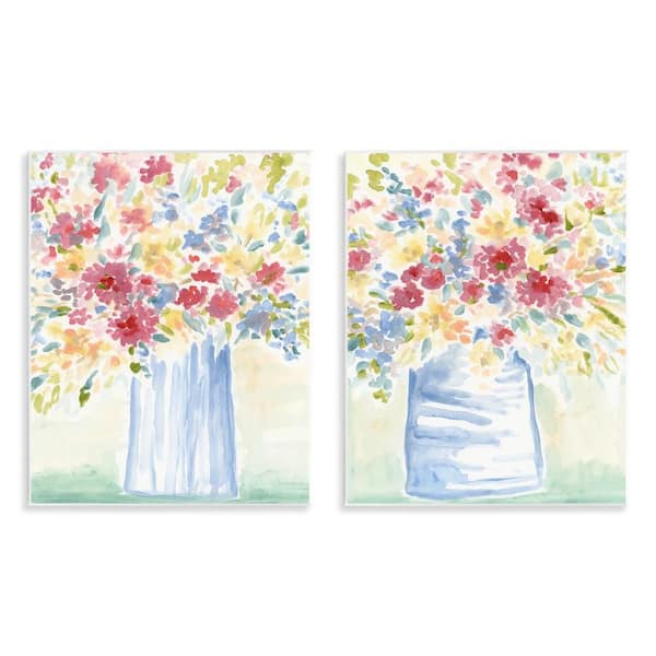 Stupell Industries Soft Speckled Flower Vases by June Erica Vess 2 Pieces Unframed Nature Graphic Art Print 14 in. x 11 in.