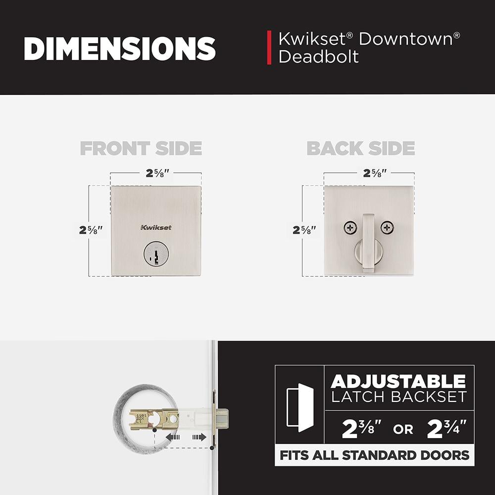 Satin Nickel Square Single Cylinder Deadbolt with SmartKey