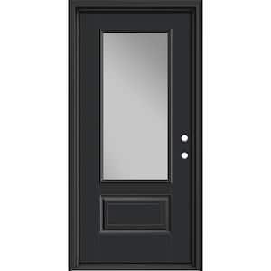 Performance Door System 36 in. x 80 in. 3/4-Lite Left-Hand Inswing Clear Black Smooth Fiberglass Prehung Front Door