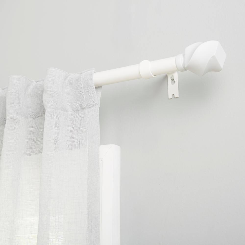 Adjustable Off White Iron Window Curtain Rod with Twisted Finials