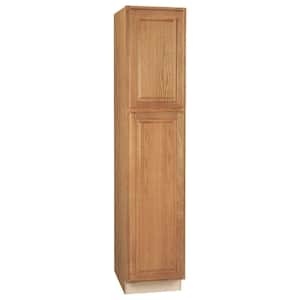 Hampton Medium Oak Raised Panel Stock Assembled Pantry Kitchen Cabinet (18 in. x 84 in. x 24 in.)
