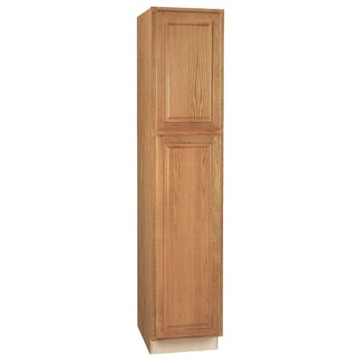 Hampton Medium Oak Raised Panel Stock Assembled Pantry Kitchen Cabinet (18 in. x 84 in. x 24 in.)