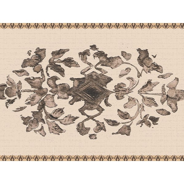 Dundee Deco Falkirk Dandy II Beige Brown Scrolls Damask Peel and Stick Wallpaper Border
