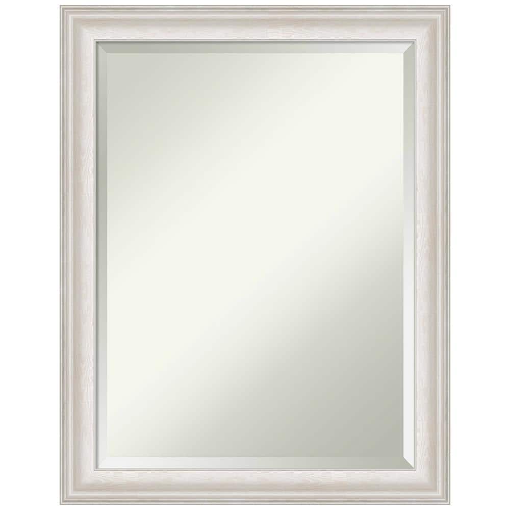 Rectangular Silver Framed Wall Mirror with Whitewash Accents