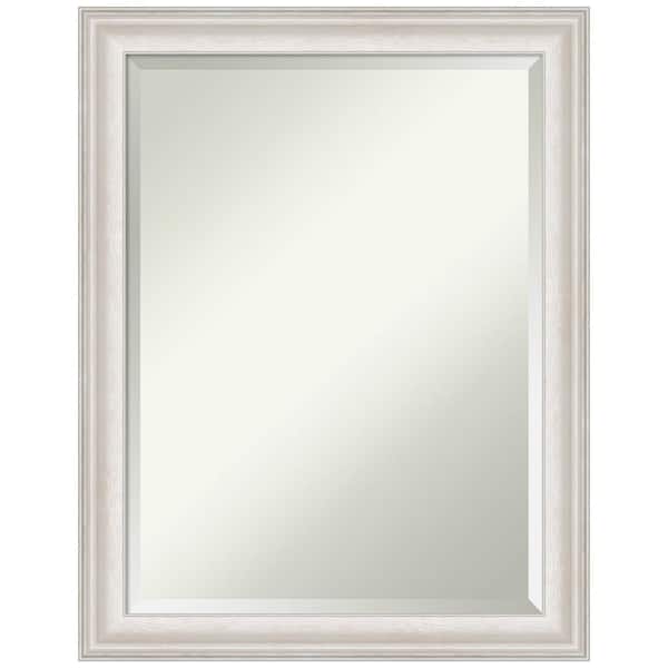 Amanti Art Medium Rectangle Trio White Wash Silver Beveled Glass Casual Mirror (27.5 in. H x 21.5 in. W)