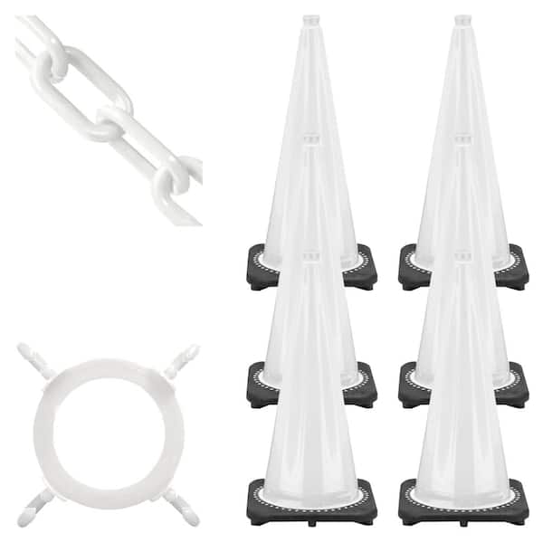 28 in. White Traffic Cone and Chain Kit