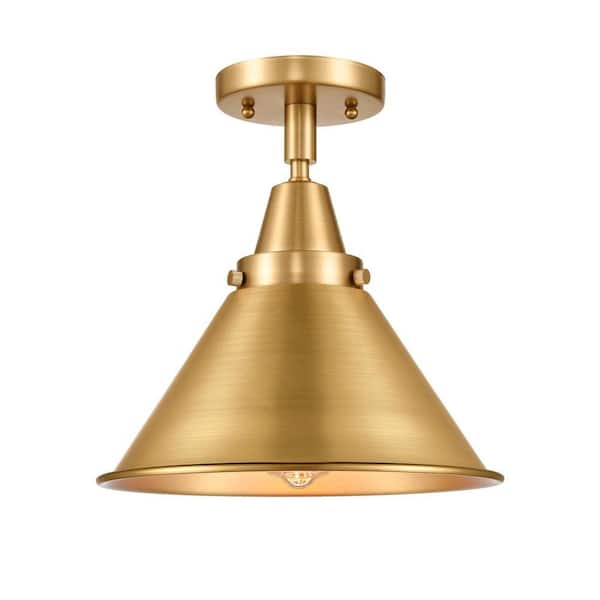 Briarcliff 10 in. 1-Light Satin Gold Traditional Flush Mount Shade