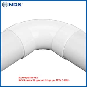 PVC S&D 90° Long-Turn Elbow, 4 in. Hub X Hub