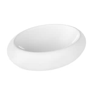 19.38 in. x 12.5 in. White Ceramic Oval Vessel Bathroom Sink