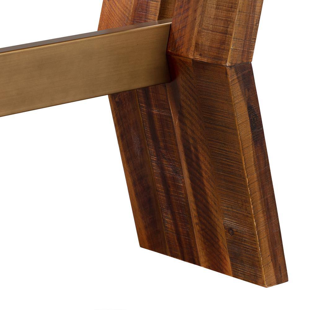 Picadilly Acacia Wood & Concrete Console Table with Brass Accents