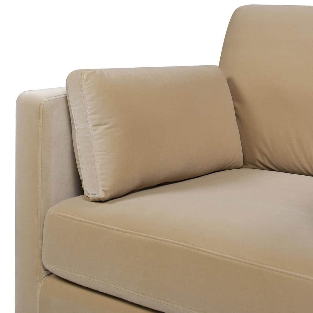 Knox 36" Fawn Brown Velvet Armchair with Wood Base