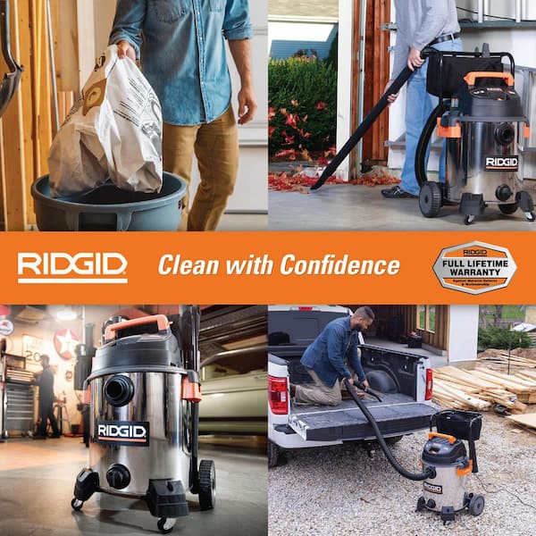 16 Gal. 6.5 Peak HP Stainless Steel Shop Vacuum Wet Dry Vac with Fine Dust Filter, Dust Bags, Hose and Accessories