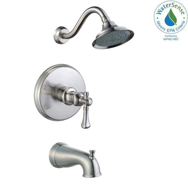 Pegasus Verdanza Watersense Single Handle 1 Spray Tub And Shower Faucet In Brushed Nickel Valve Included 873w 5004 The Home Depot