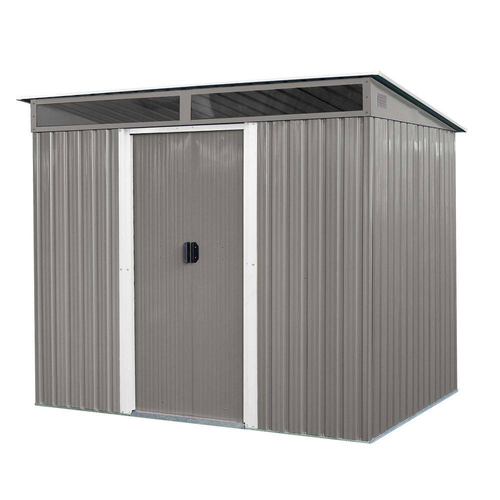 8 ft. W x 6 ft. D Metal Shed with Lockable Sliding Doors and Transparent Plate (48 sq. ft.) price history on PriceWatchPro
