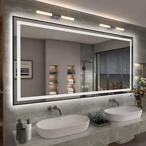 72 in. W x 36 in. H Rectangular Framed Front and Back LED Lighted Anti-Fog Wall Bathroom Vanity Mirror in Tempered Glass