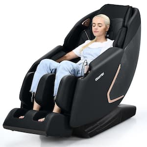 Black Plastic Full Body Zero Gravity Massage Chair with SL Track Heat Installation-Free