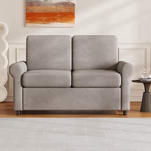 84.2 in. W Light Gray Velvet Twin Size Rectangle 2-Seat Convertible Sofa Bed with Mattress Pad