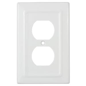 Architectural 1-Gang Duplex Outlet Wall Plate (Classic White)