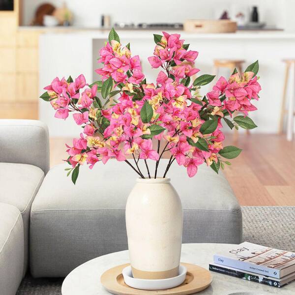 LIVING LUXURY 30 in. Pink Peach Artificial Bougainvillea Flower