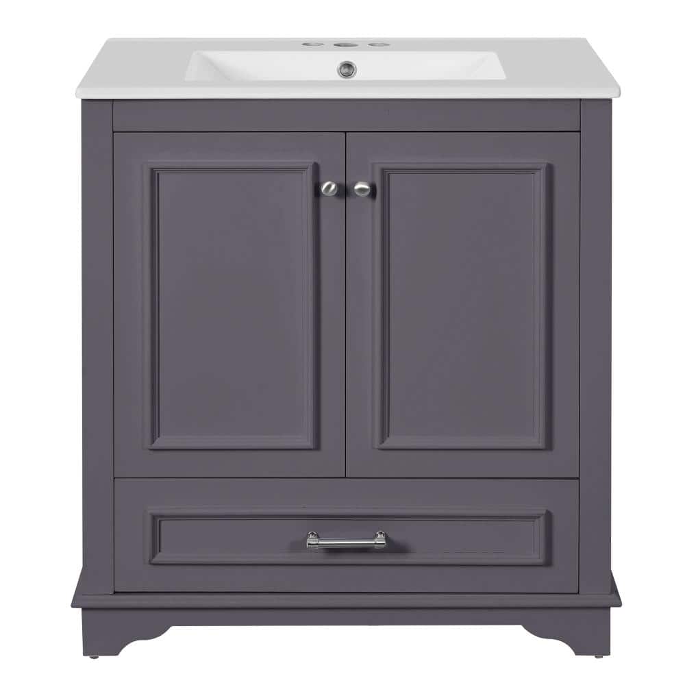 31 in. W Single Sink Freestanding Bath Vanity in Blue Gray with White Ceramic Top Unassembled price history on PriceWatchPro