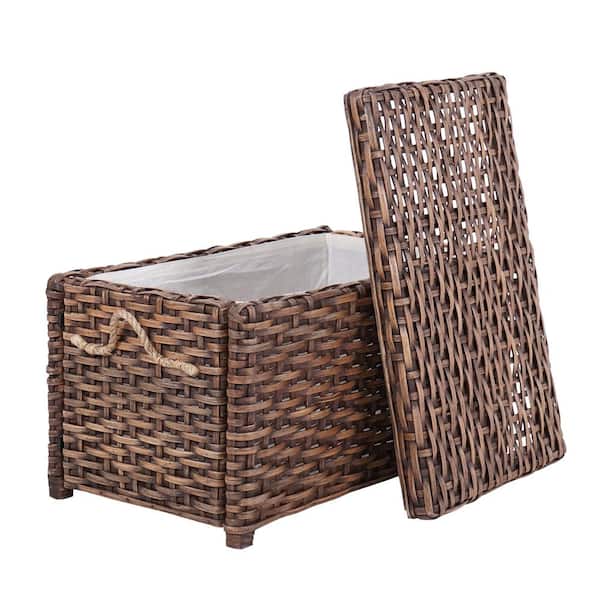 Jacob 31.5 in. Wicker Storage Trunk, Dark Brown Wash