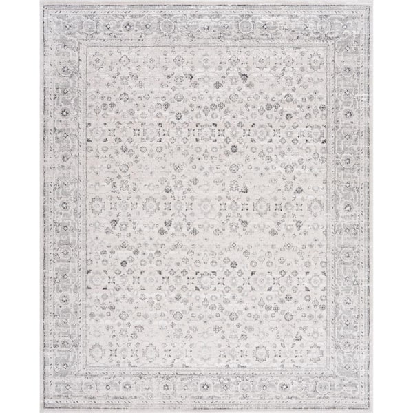 Magic Traditional Cream and Gray 9 ft. x 12 ft. Oriental Indoor Area Rug